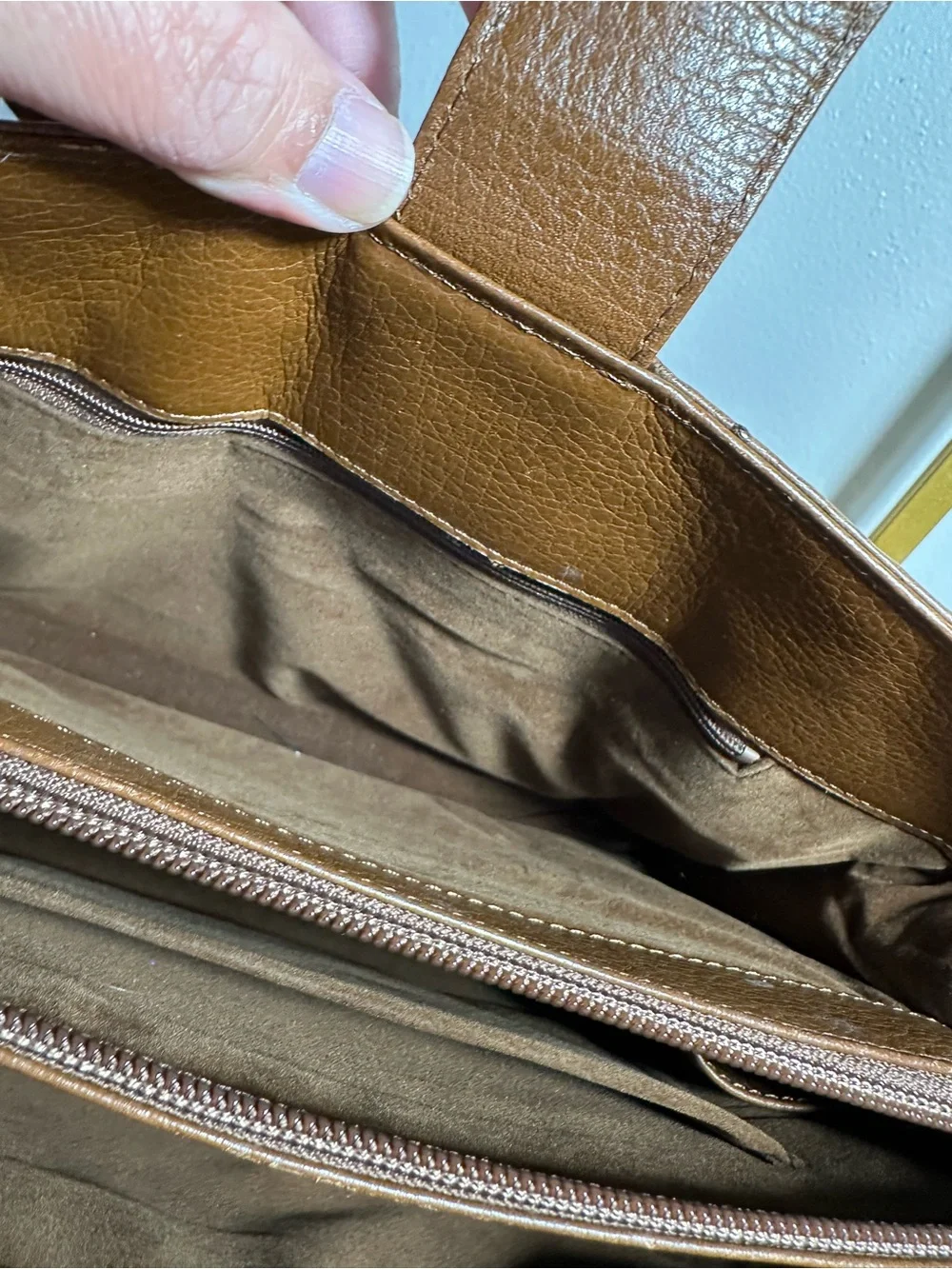 Brown Ostrich-Texture Satchel with Top Handles